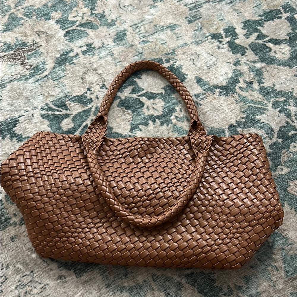 Elegant Brown Woven Tote Bag